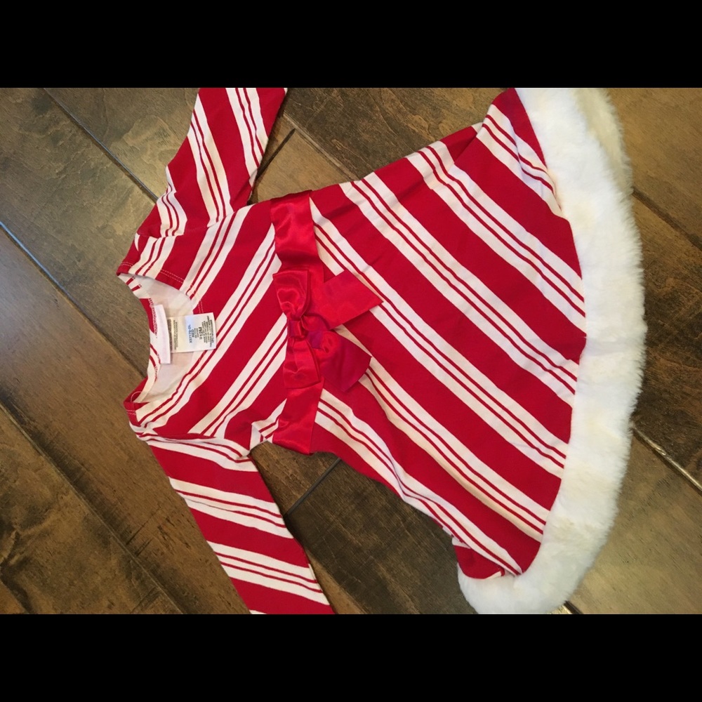 Bonnie 12M Candy Cane Christmas Holiday Dress bow - Picture 2 of 6